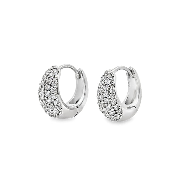 White Gold Pave Diamond Huggie Earrings