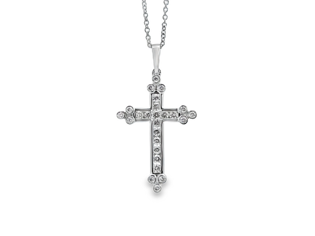 White Gold Diamond Cross Pendant