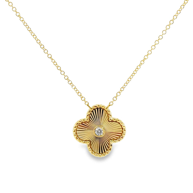 Yellow Gold Diamond Clover Shape Necklace