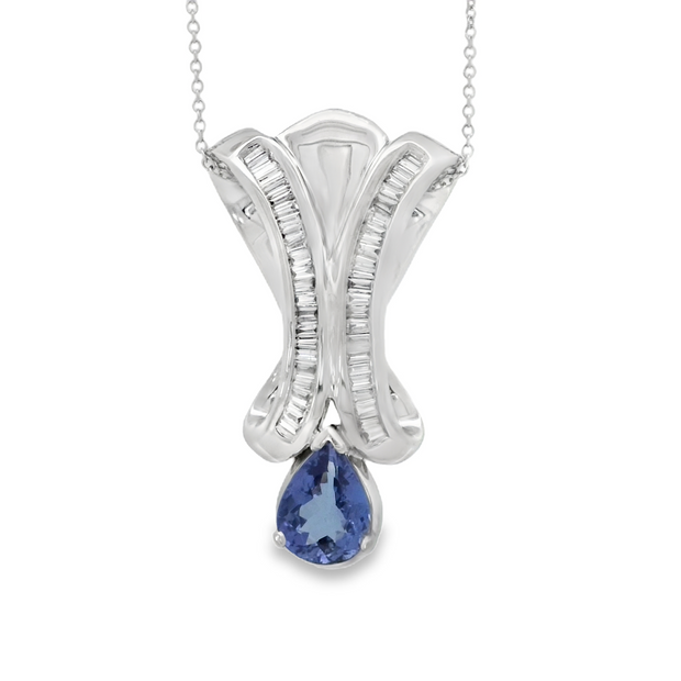 White Gold Tanzanite and Diamond Slider Pendant