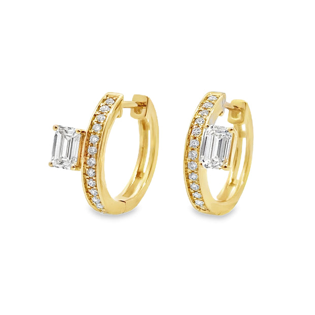 Lab Grown Yellow Gold Diamond Huggie Earrings