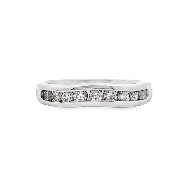 White Gold Diamond Curved Wedding Band