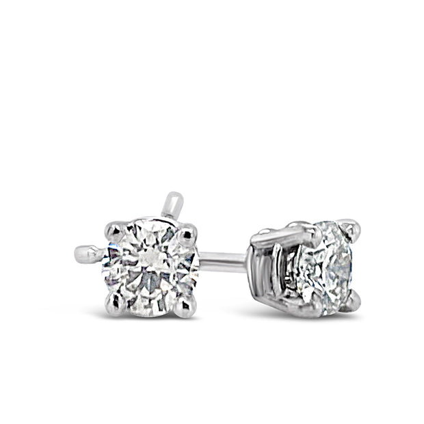 0.97 Cttw. White Gold Diamond Solitaire Earrings