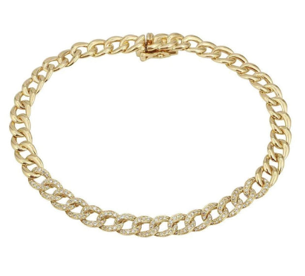 Yellow Gold Pave Diamond Fashion Bracelet