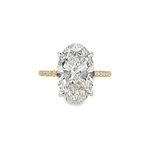 Yellow and White Gold Diamond Halo Engagement Ring