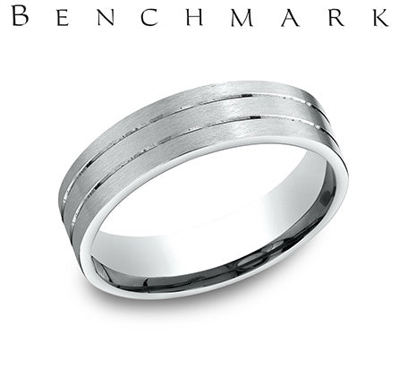 Benchmark White Gold Men's Wedding Band