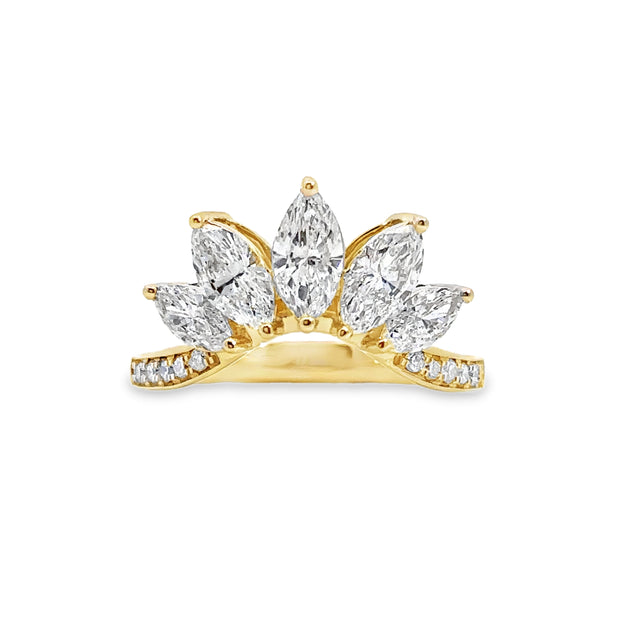 Lab Grown Yellow Gold Diamond Crown Ring