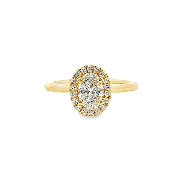 Forevermark Yellow Gold Oval Shape Diamond Halo Engagement Ring