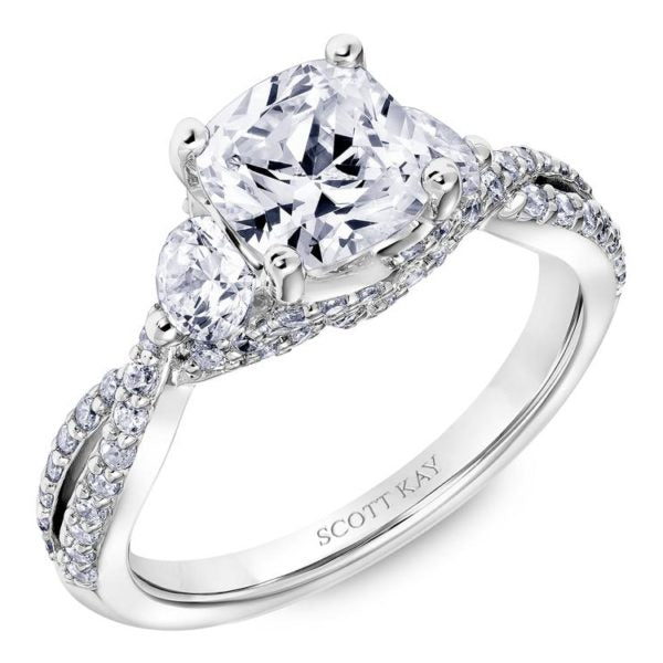 Scott Kay "Namaste" Three Stone Engagement Ring