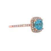 LeVian Rose Gold Blue Topaz and Diamond Halo Ring