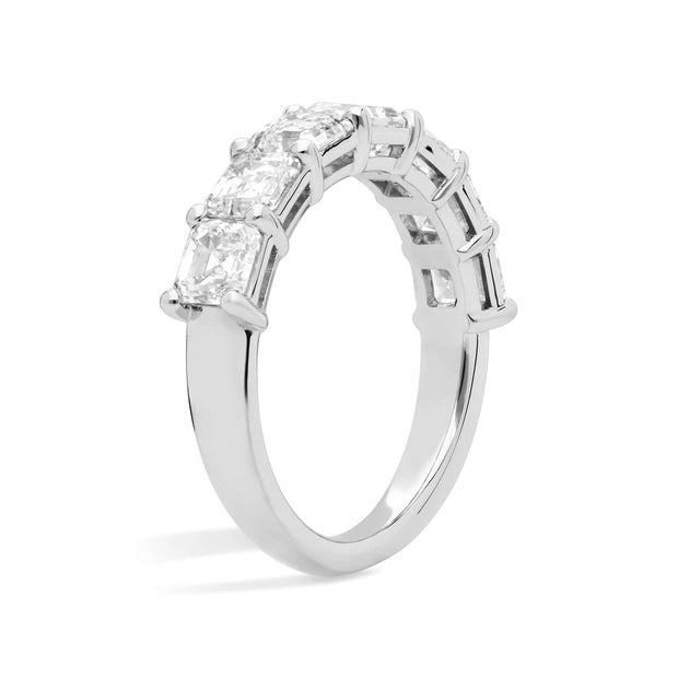 Lab Grown Platinum Seven Stone Asscher Cut Diamond Band