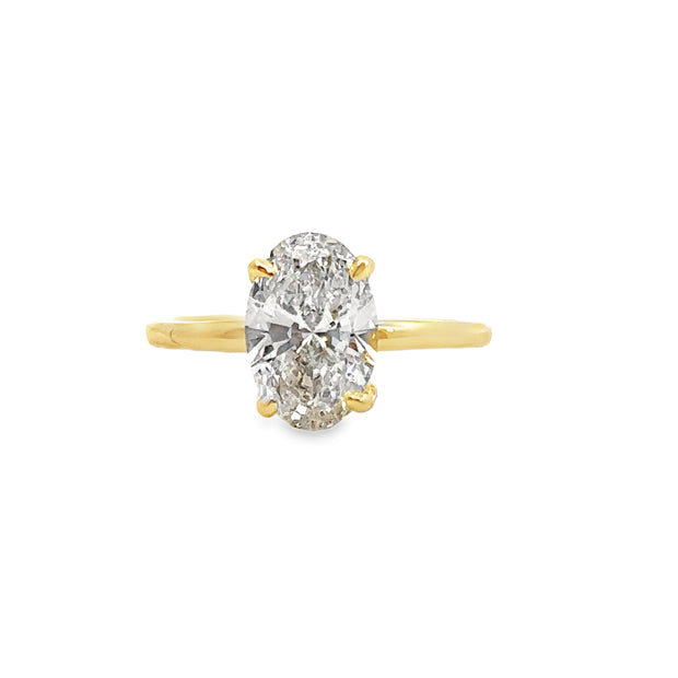 Lab Grown Yellow Gold Oval Shape Diamond Solitaire Engagement Ring