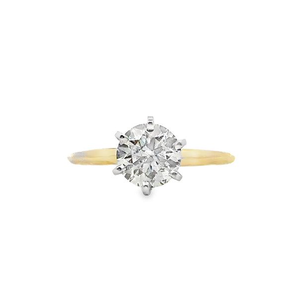 Yellow and White Gold Diamond Solitaire Engagement Ring