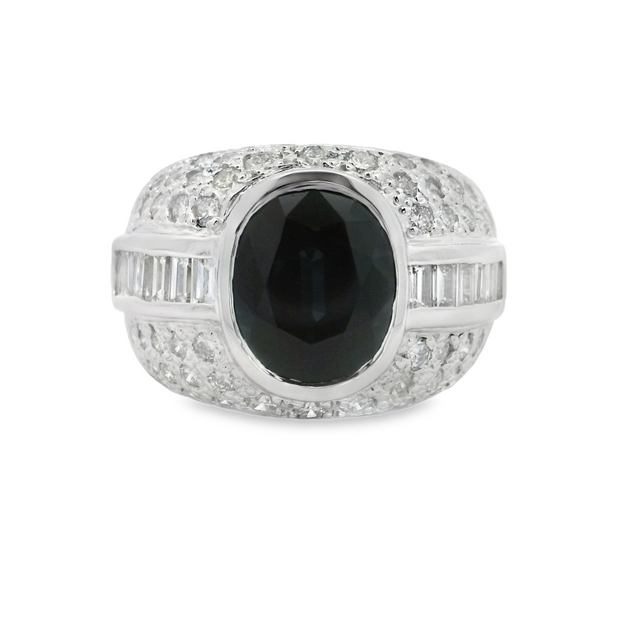 White Gold Sapphire and Diamond Ring