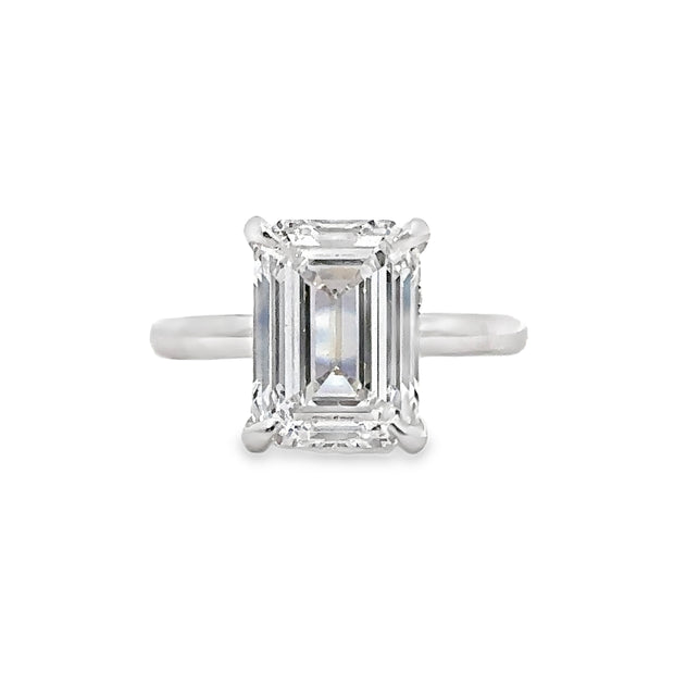 Lab Grown White Gold Emerald Cut Diamond Halo Engagement Ring