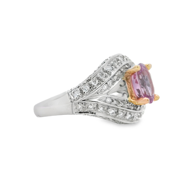 White Gold Pink Sapphire & Diamond Ring