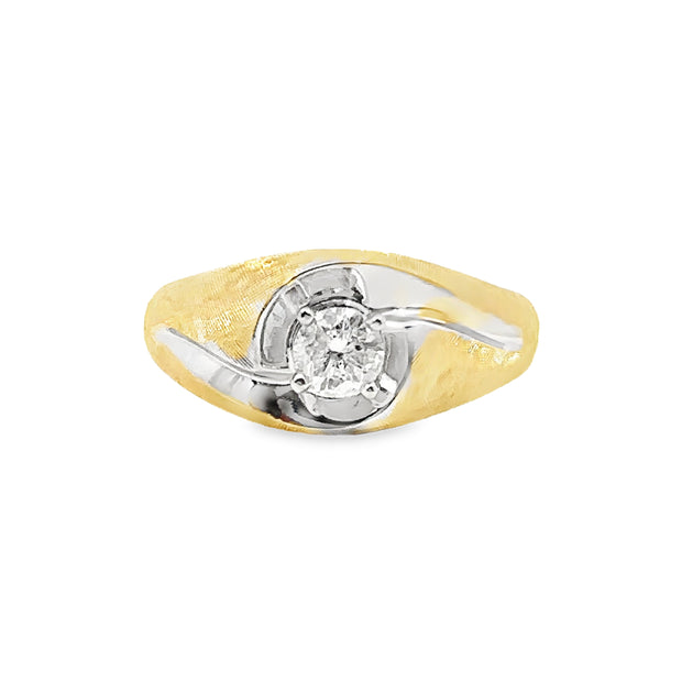 Yellow and White Gold Men's Diamond Solitaire Ring