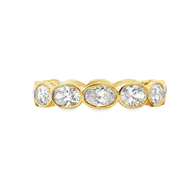 Yellow Gold East/West Bezel Set Oval Shape Diamond Eternity Band