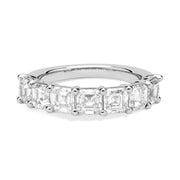 Lab Grown Platinum Seven Stone Asscher Cut Diamond Band