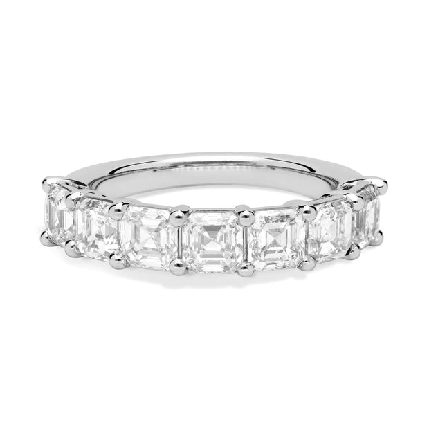 Lab Grown Platinum Seven Stone Asscher Cut Diamond Band