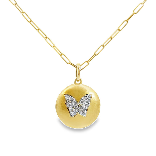 Yellow Gold Diamond Butterfly Pendant