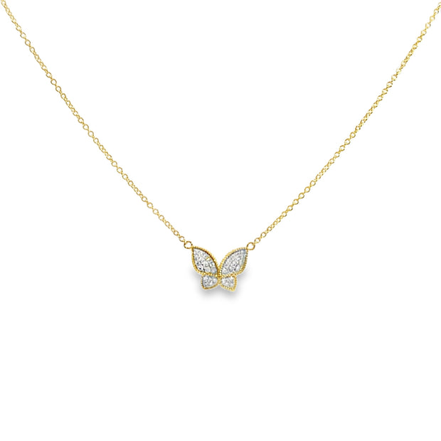 Yellow Gold Diamond Butterfly Necklace