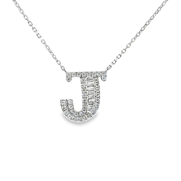 White Gold Diamond Initial Necklace