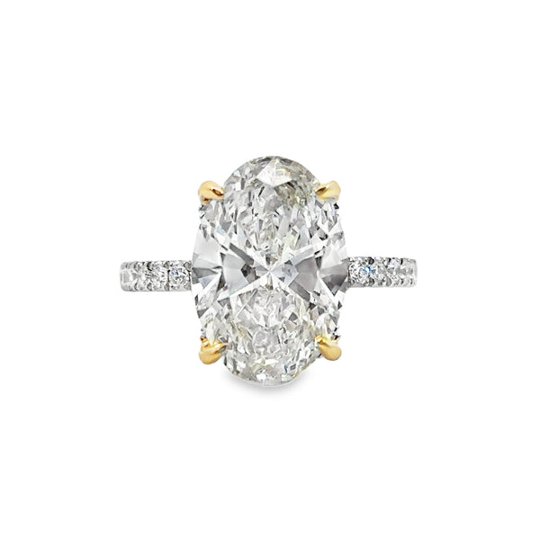 Lab Grown Yellow Gold Oval Shape Diamond Halo Engagement Ring