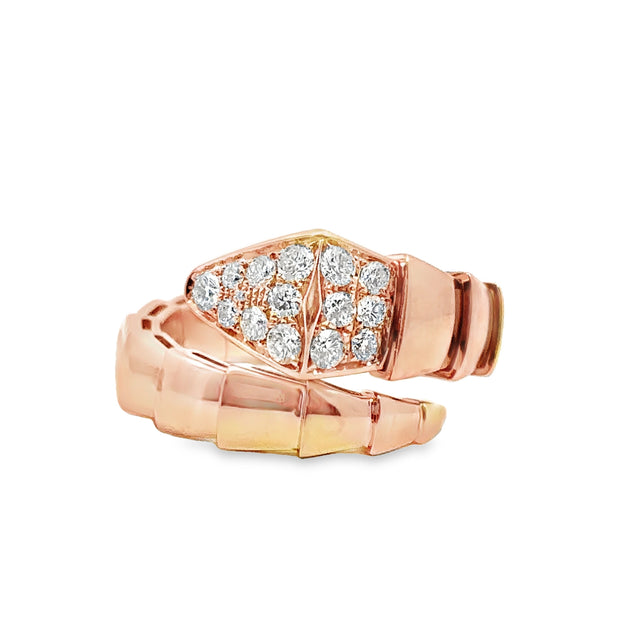 Rose Gold Diamond Snake Fashion Ring