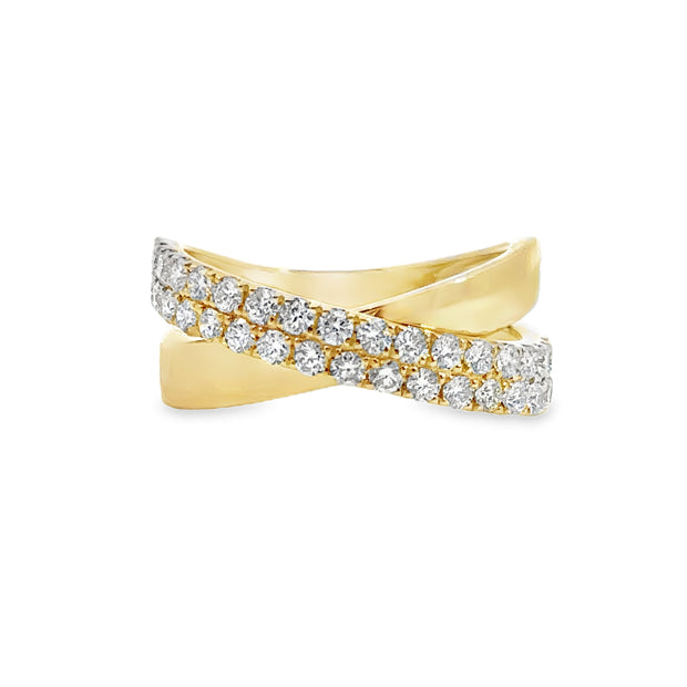 Yellow Gold Diamond Criss-Cross Ring