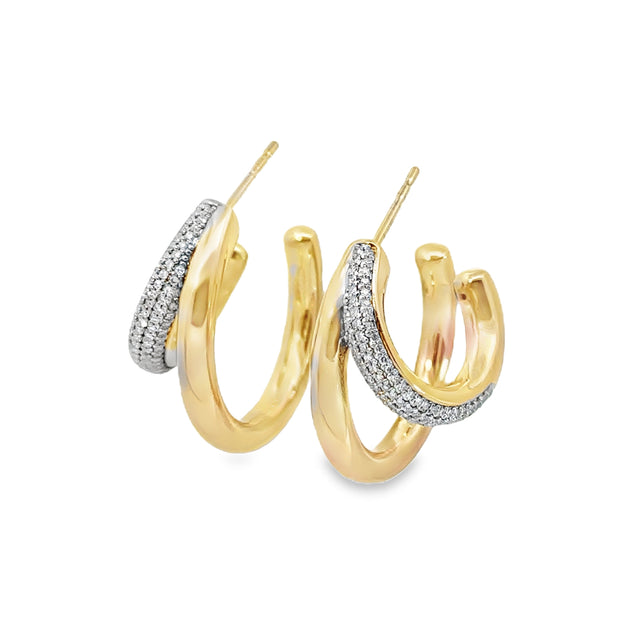 Yellow Gold Pave Diamond Earrings