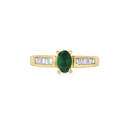 Yellow Gold Emerald and Diamond Ring