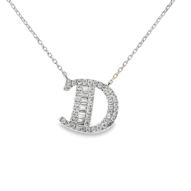 White Gold Diamond Initial Necklace