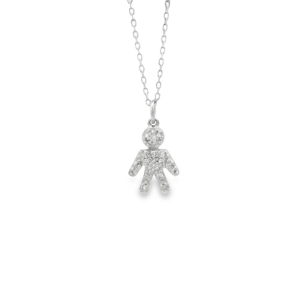 White Gold Diamond Boy Sign Necklace