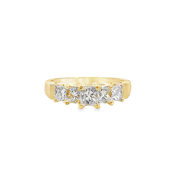 Yellow Gold Five Stone Diamond Wedding Band