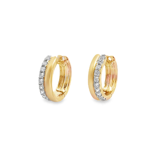 Shy Creation Yellow Gold Diamond Huggie Earrings