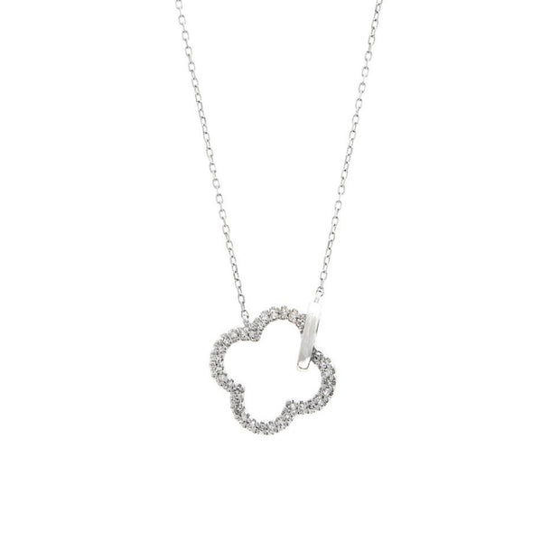 White Gold Diamond Clover Shaoe Necklace