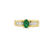 Yellow Gold Emerald and Diamond Ring