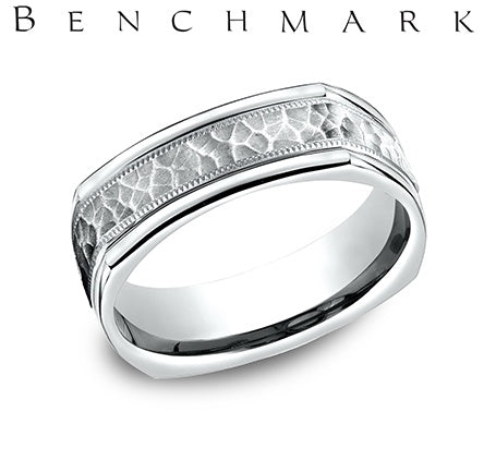 Benchmark White Gold Men's Wedding Band