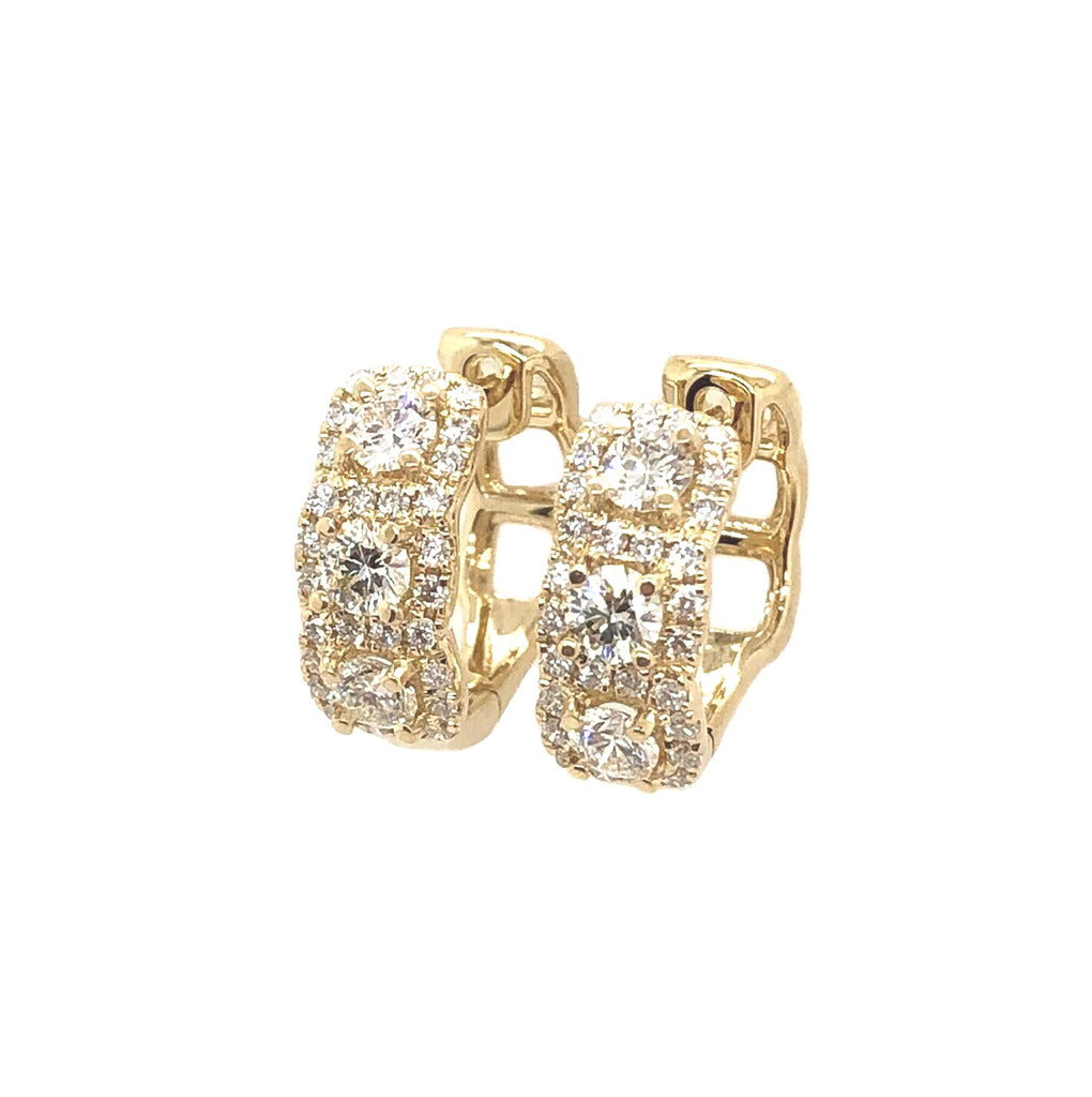 Forevermark Yellow Gold Diamond Halo Hoop Earrings – Padis Jewelry