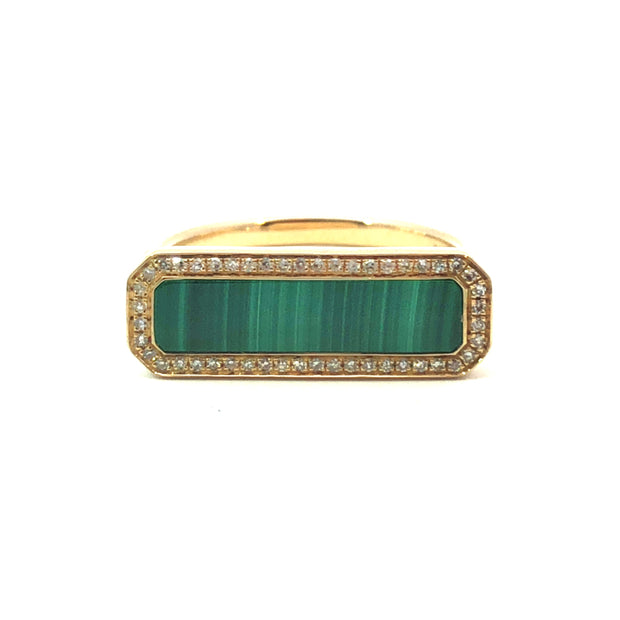 Shy Creation Yellow Gold Diamond and Malachite Fashion Ring