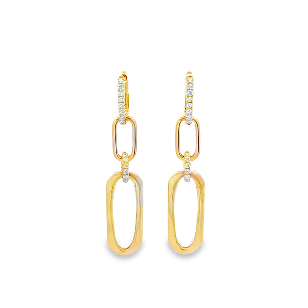 Shy Creation Yellow Gold Diamond Dangle Earrings