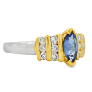 White and Yelow Gold Tanzanite and Diamond Fashion Ring