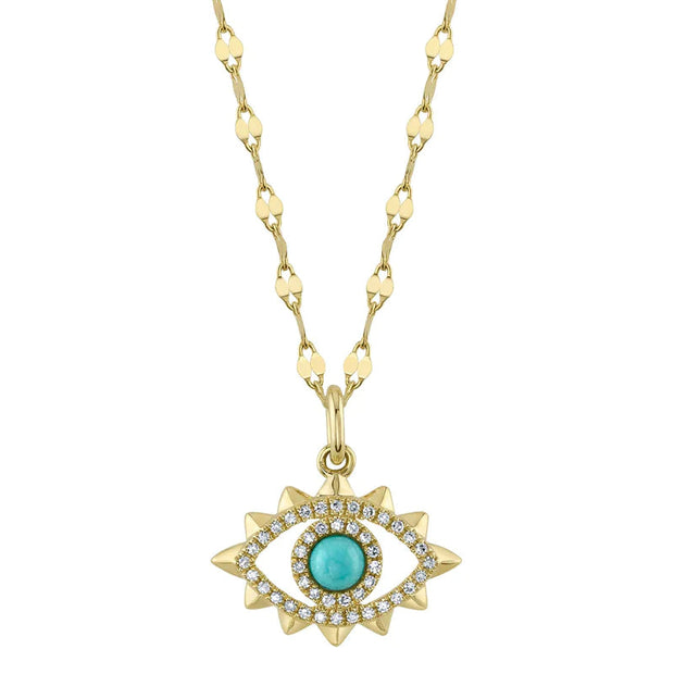 Shy Creation Turquoise and Diamond Evil Eye Pendant