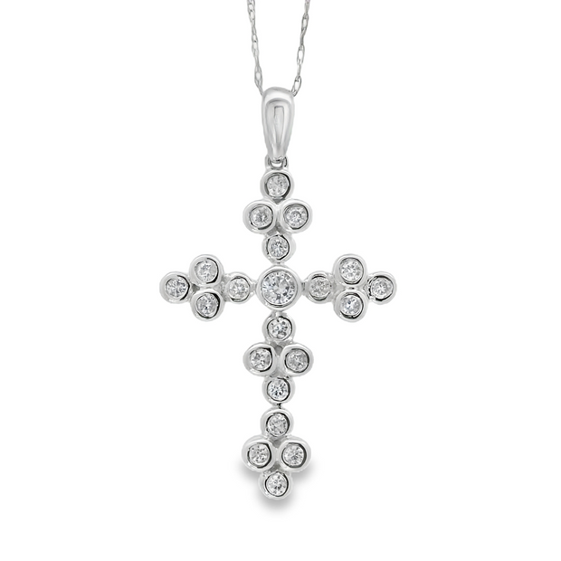 White Gold Diamond Cross Pendant