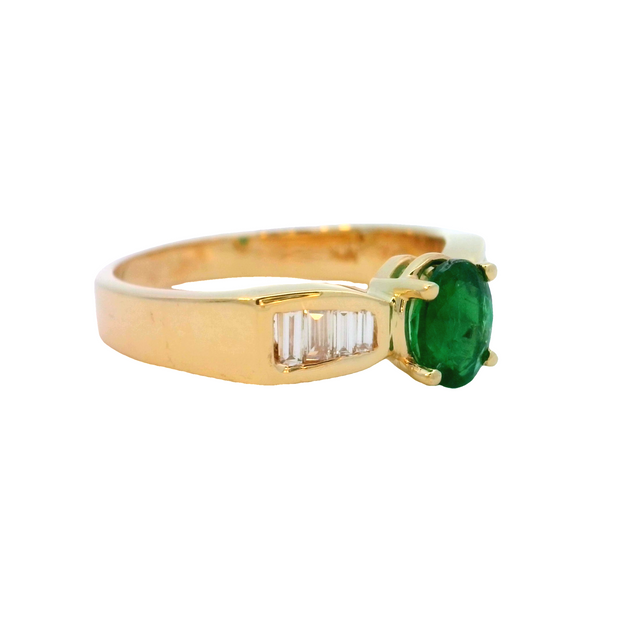 Yellow Gold Emerald and Diamond Ring