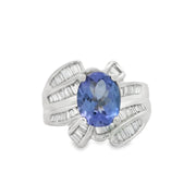 Whtie Gold Tanzanite and Diamond Fashion Ring