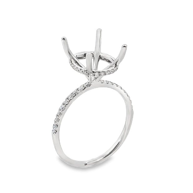 White Gold Diamond Halo Engagement Ring