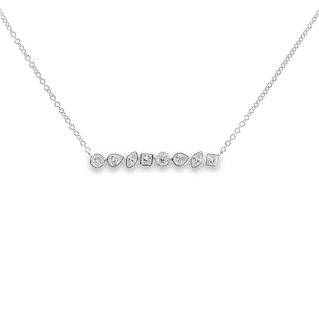 White Gold Multi-Shape Diamond Bar Necklace