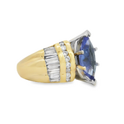 Yellow Gold Tanzanite and Diamond Ring